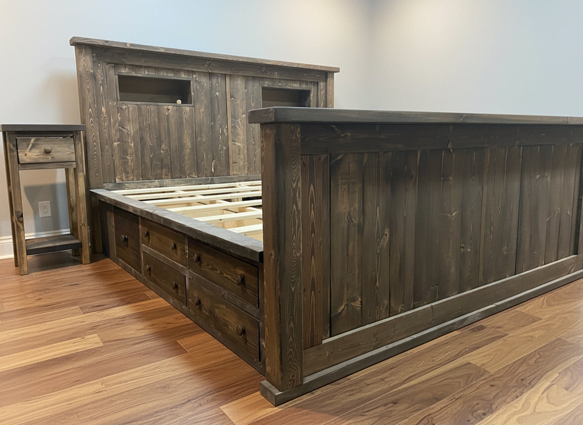 Custom Lodge Style Storage Bed frame