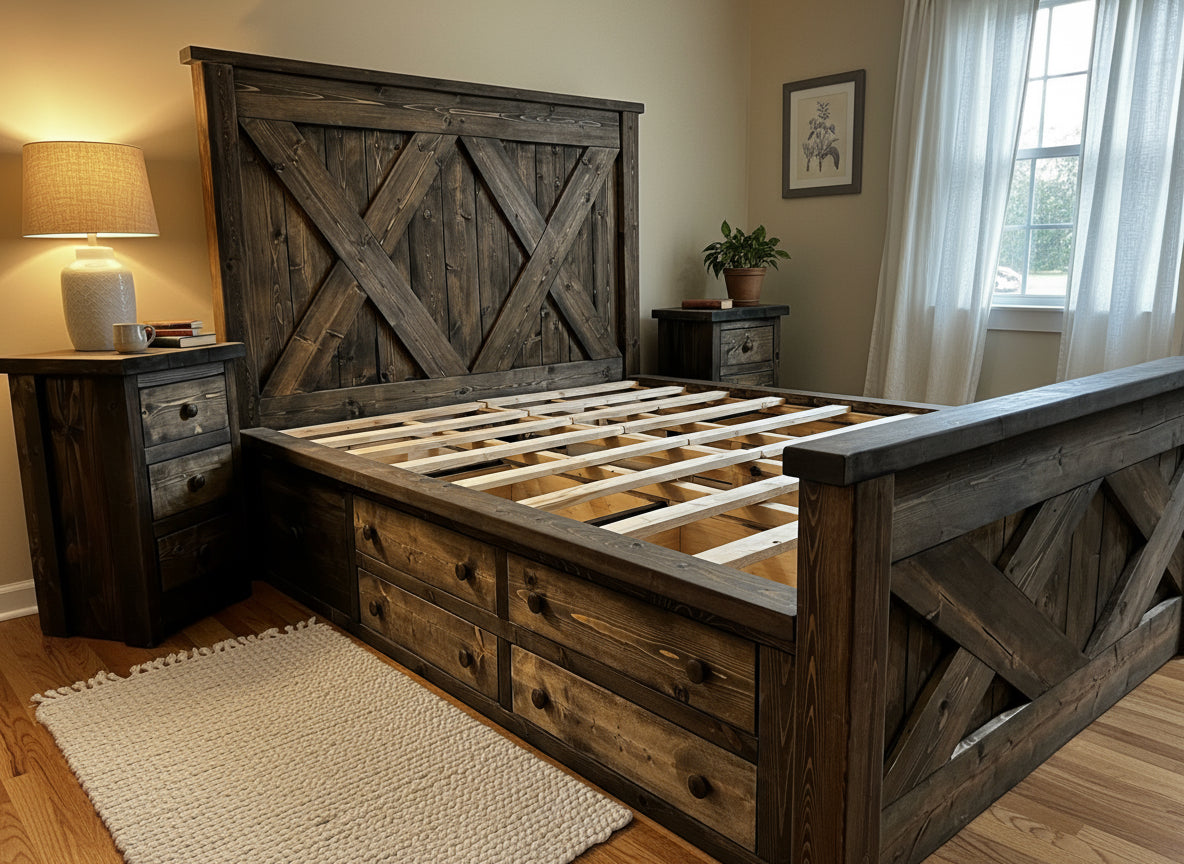Custom Heritage "X" Storage Bed frame