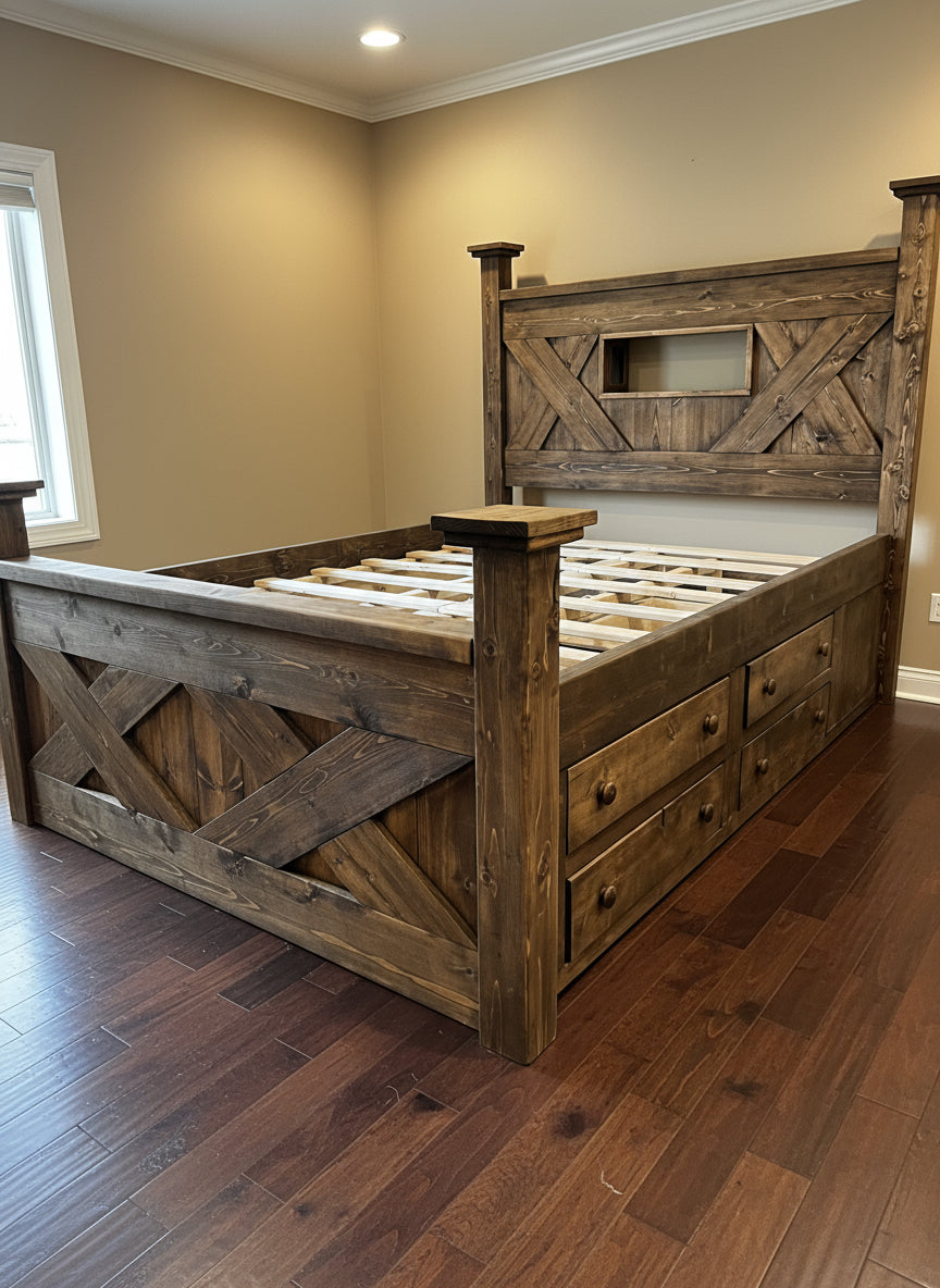 Custom Heritage "X" Storage Bed frame