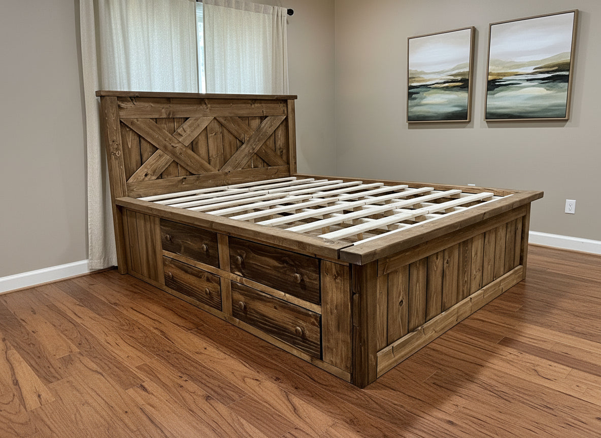 Custom Heritage "X" Storage Bed frame