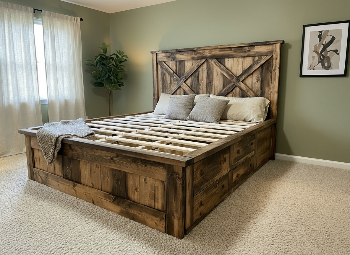 Custom Heritage "X" Storage Bed frame