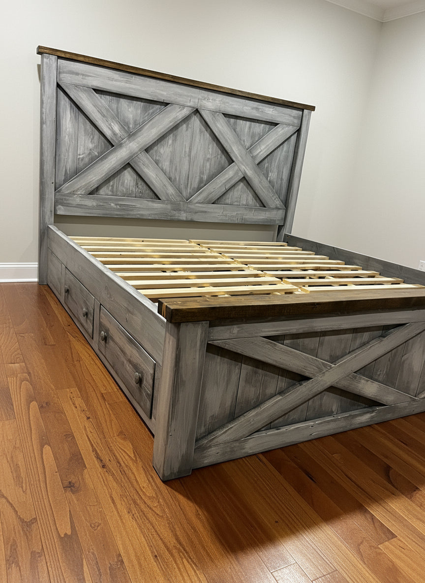 Custom Heritage "X" Storage Bed frame