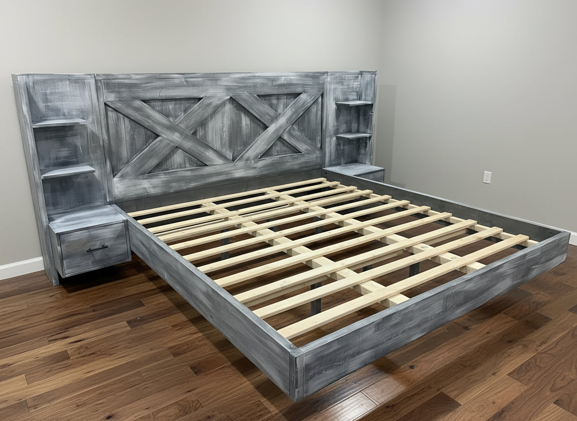 Custom Driftwood Floating Bed frame