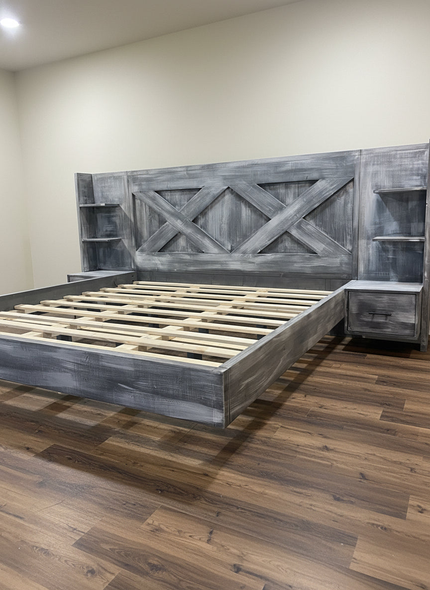 Custom Driftwood Floating Bed frame
