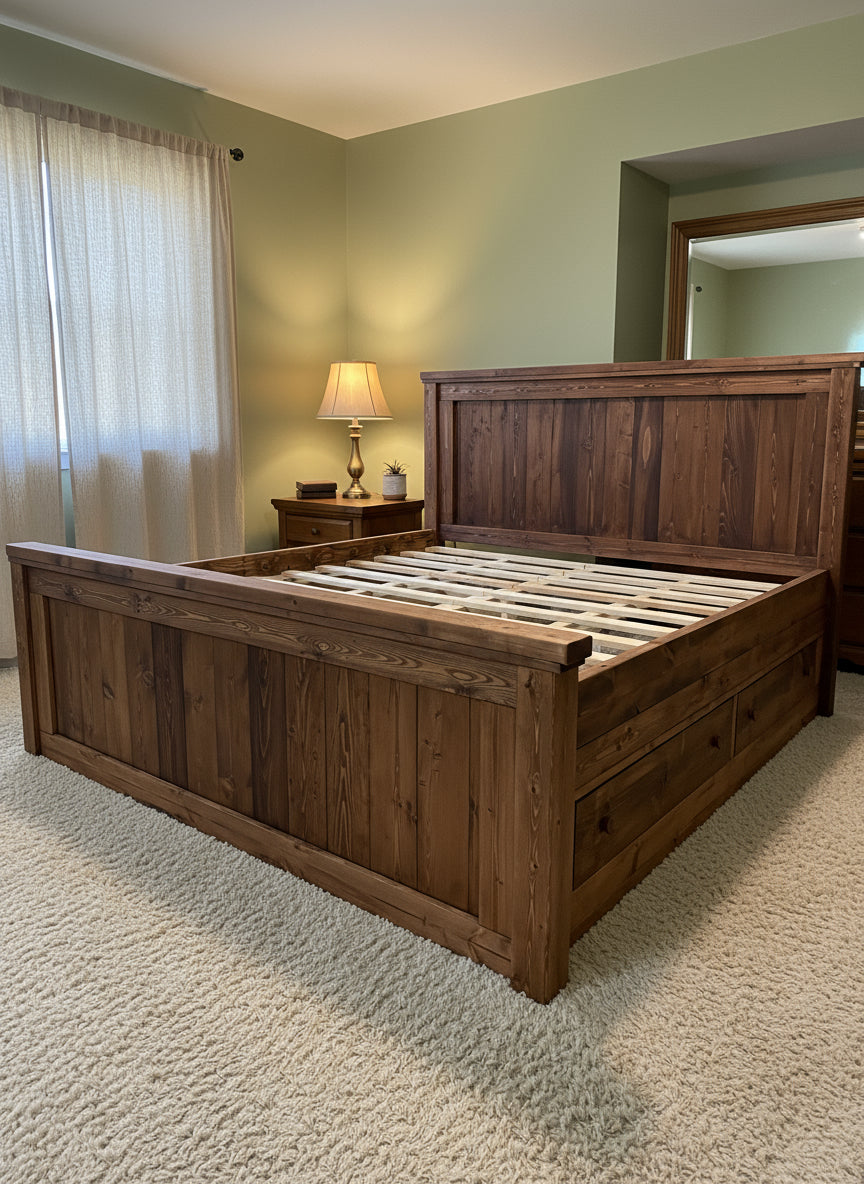 Custom Lodge Style Storage Bed frame