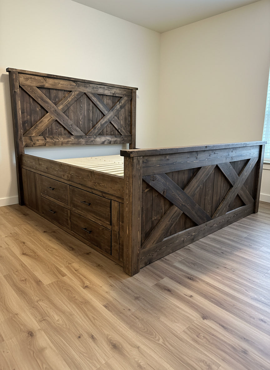 Custom Heritage "X" Storage Bed frame