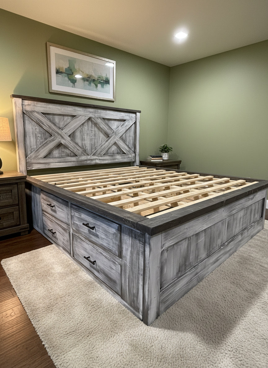 Custom Heritage "X" Storage Bed frame