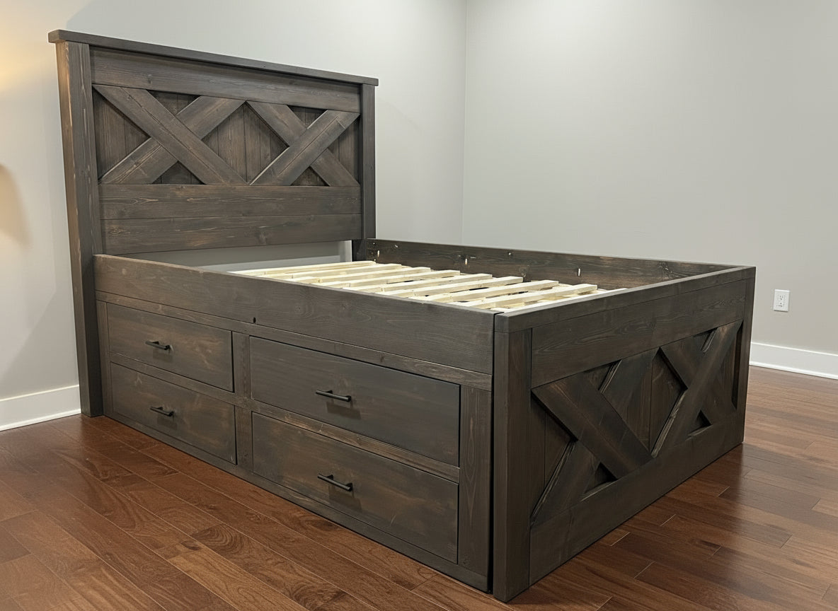 Custom Heritage "X" Storage Bed frame