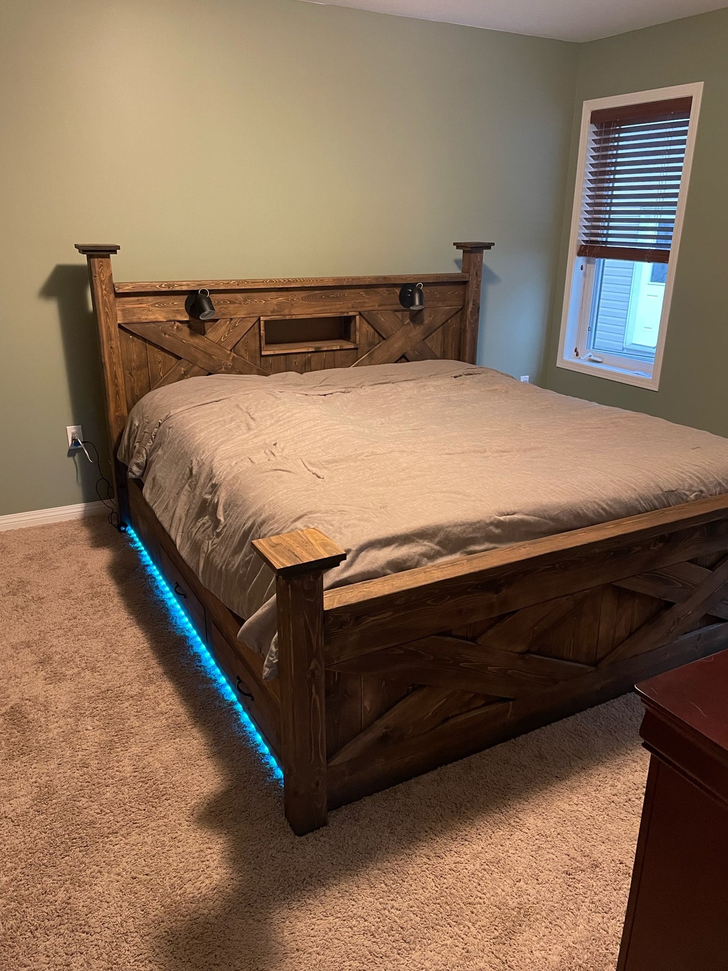 Headboard Cubbies (with or without) USB/Power Outlets or Headboard Lighting