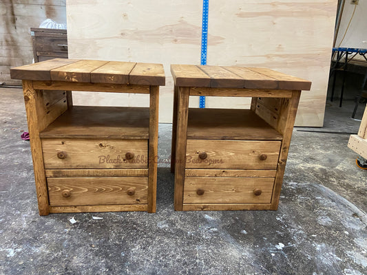 2 Drawer Bedside Table with Top Cubby